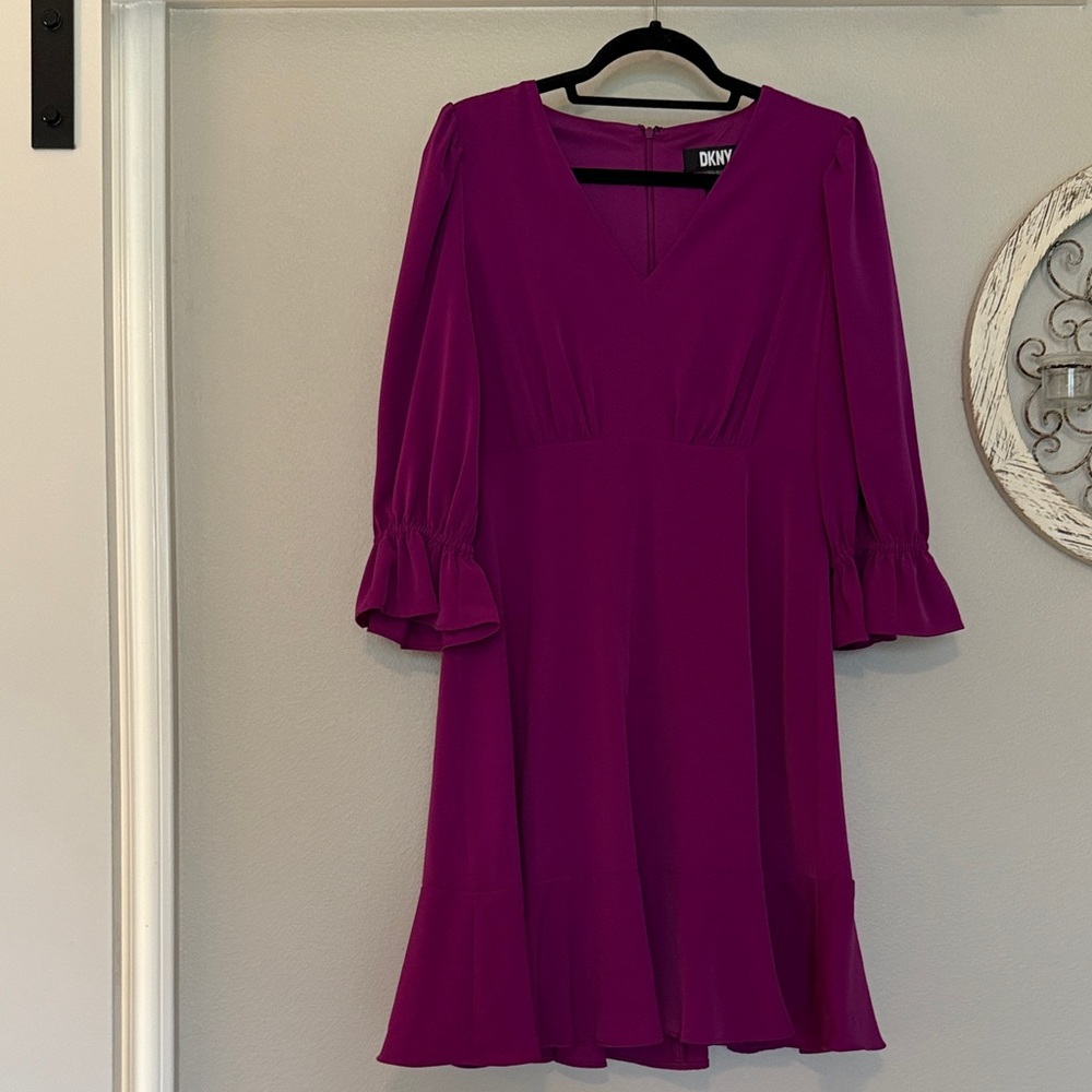 DKNY Magenta Long Sleeve Dress